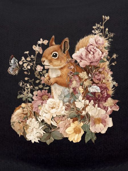 Eichhörnchen, Tier, Blumen, Schmetterlinge