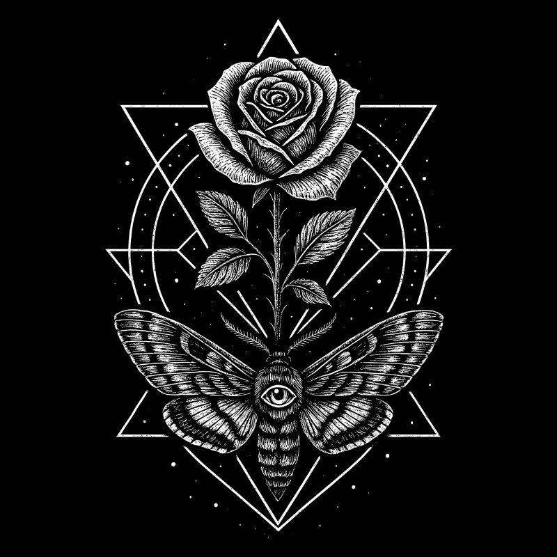Moth Rose Occultism Esotericism Mystical Design