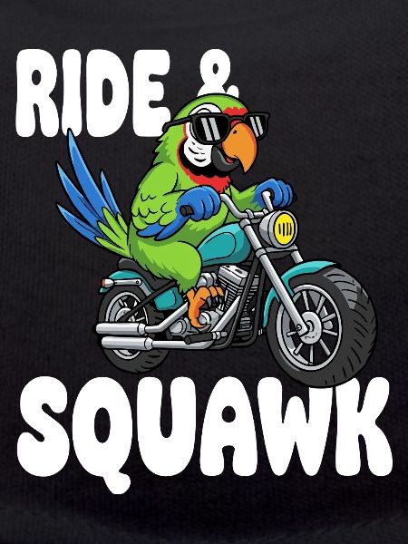 Raging parrot on motorcycle