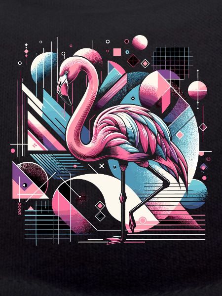 Neon Flamingo Geometric Pop 80s