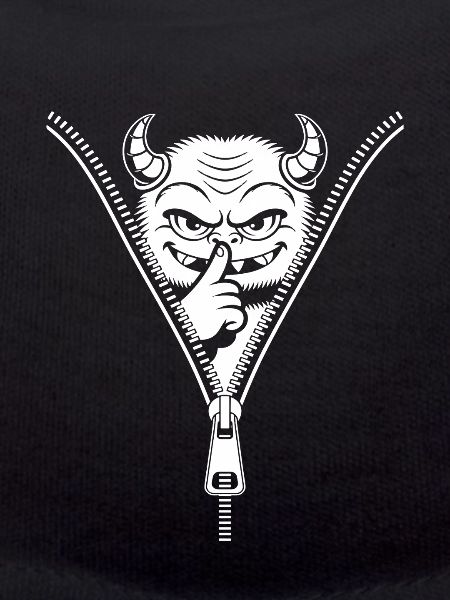 Naughty devil hidden behind zipper