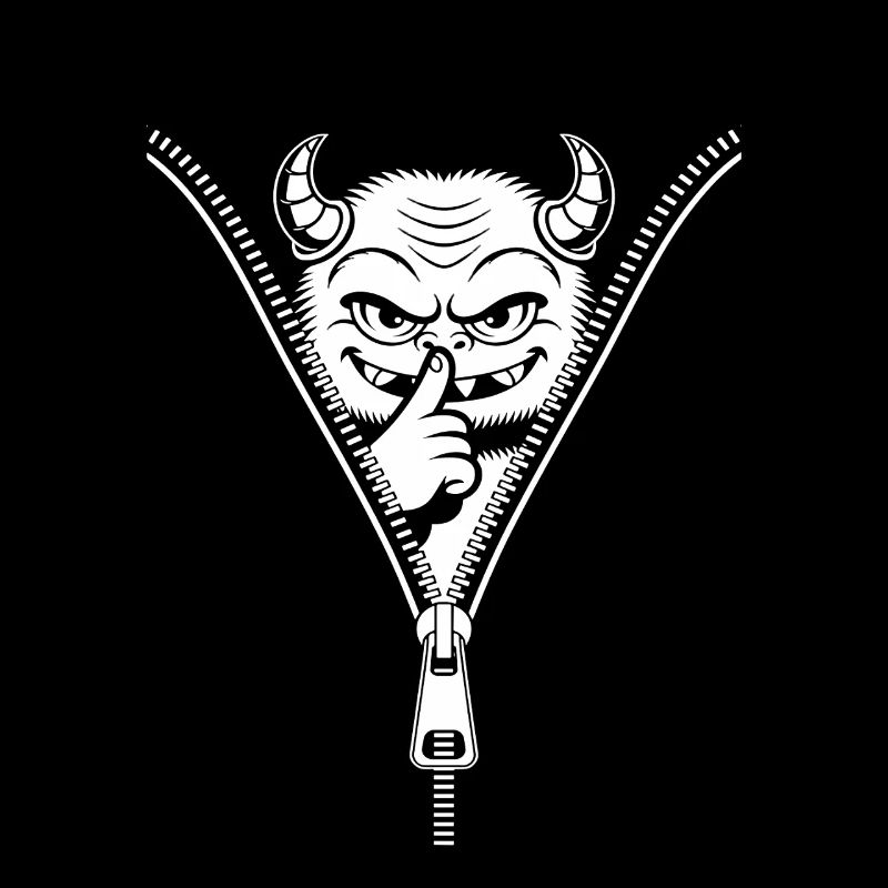 Naughty devil hidden behind zipper