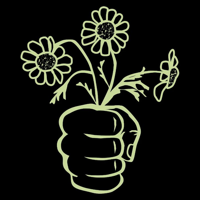 Eine Faust Hand mit Blumenstrauß