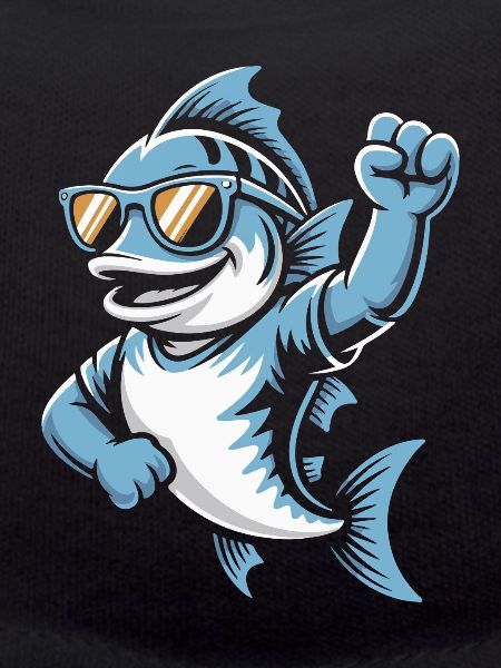 Shark with sunglasses cheering