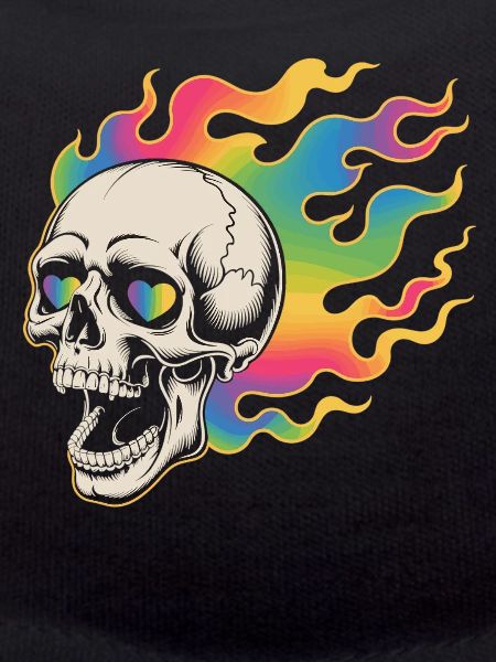 Psychedelic skull in fire design
