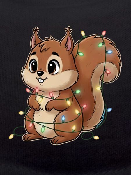 Squirrel hung with lights