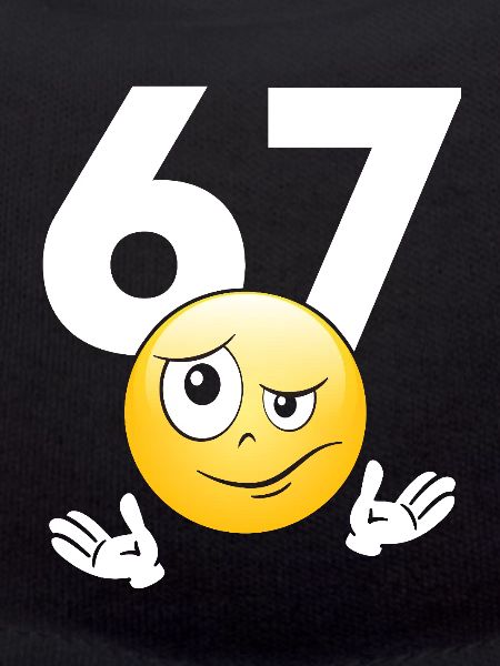 Numer 67 z emotikonem