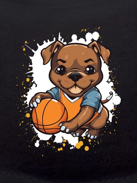 Basketballhund im Comicstil