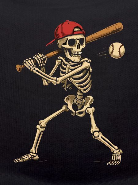 Baseballspielendes Skelett