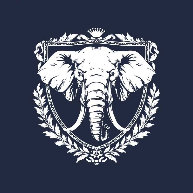 Elefant im Lorbeerrahmen