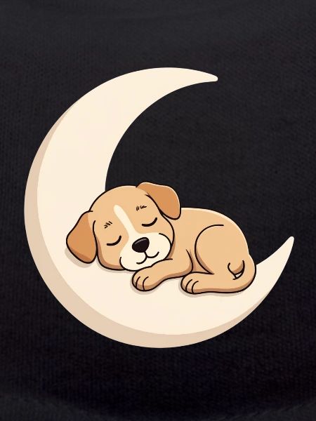 Moon cuddly dog in sleep