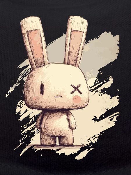 Cute rabbit with X-eyes