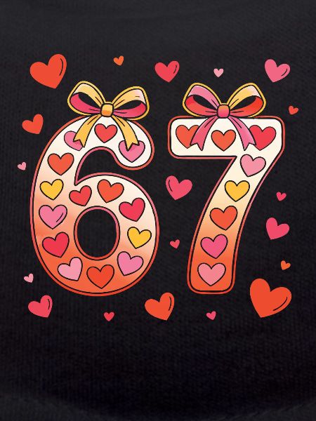 67 Birthday Hearts Bow Design