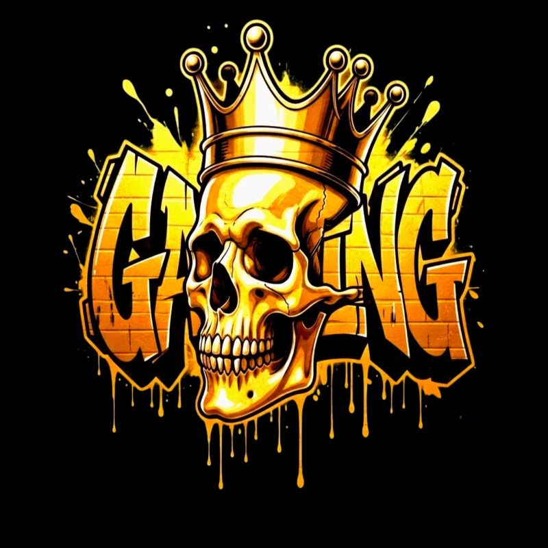 Graffiti Gaming Skull Gold