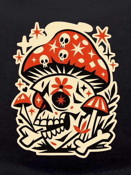 Mushroom Skull Retro Psychedelia