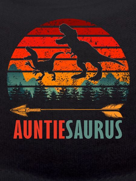 Auntiesaurus Dinosaur Aunt Retro Sunset