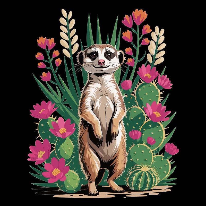 T-shirt suricate avec cactus - Cactus & fleurs