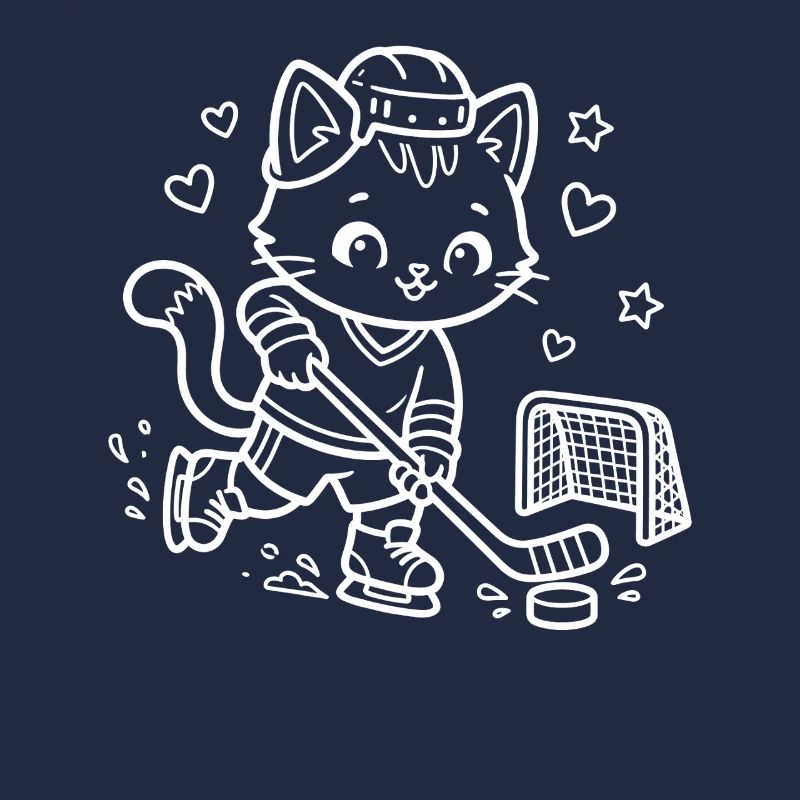 Kawaii Katze Eishockeyspieler