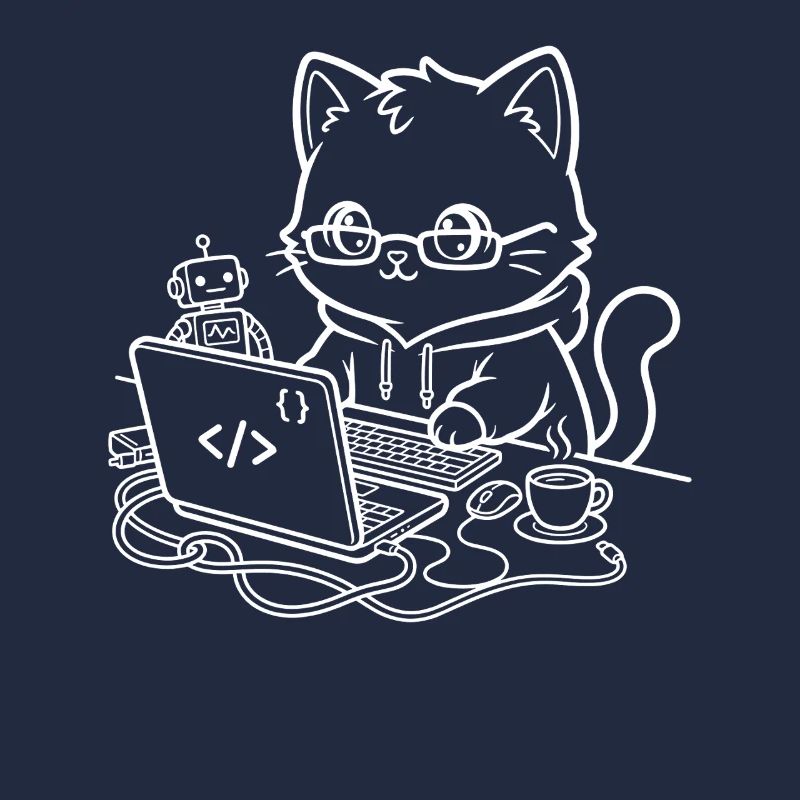Coder Kawaii Katze Programmierer