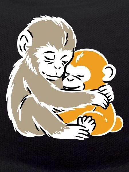 Monkey Hug Duo Illustration
