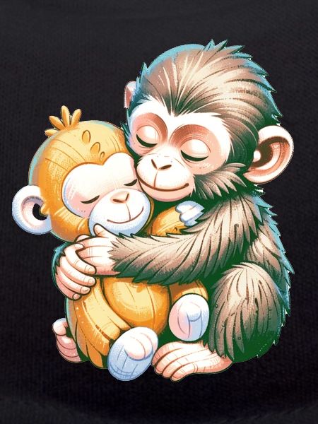 Hugging Monkeys Embrace