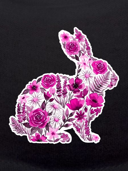 Fleurs Silhouette de Lapin Rose