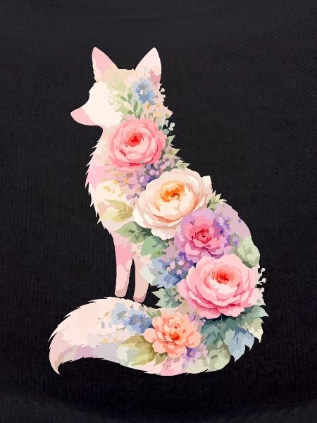 Fuchs Pastell Blumen Silhouette