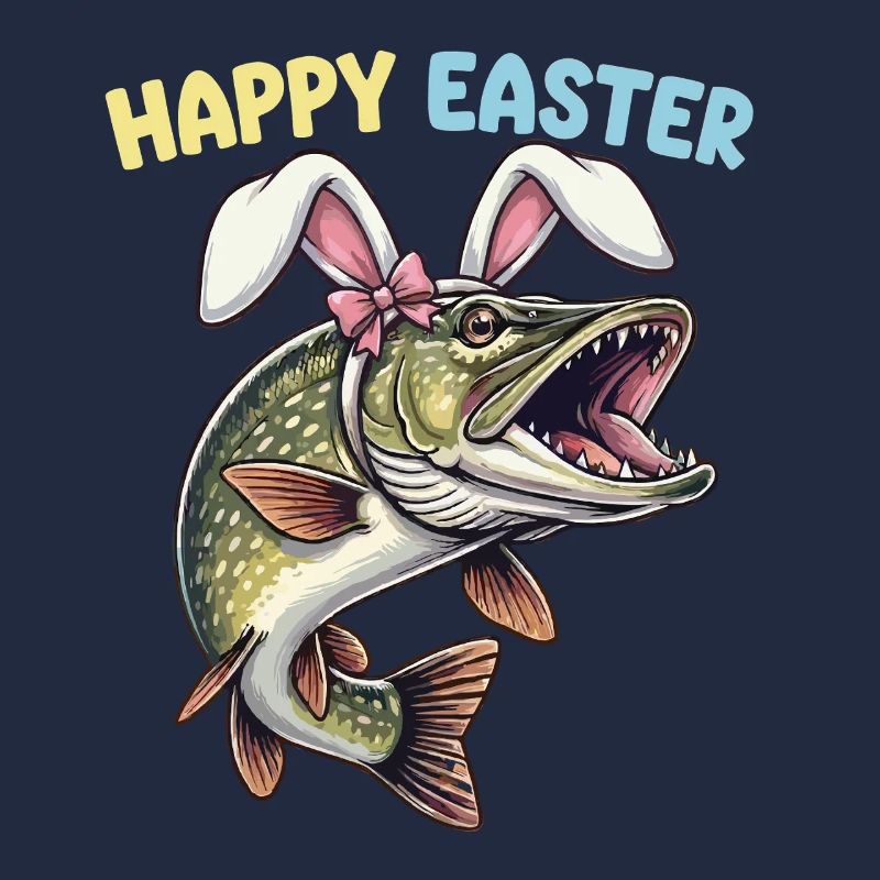 Osterfisch Hecht mit Hasenohren