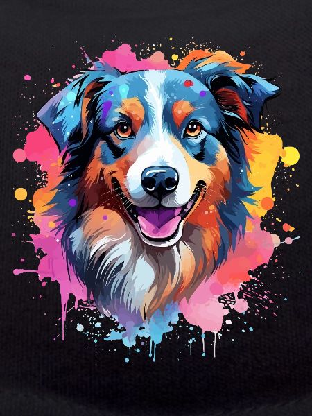 Farbenfrohe Splash-Kunst Australischer Schäferhund