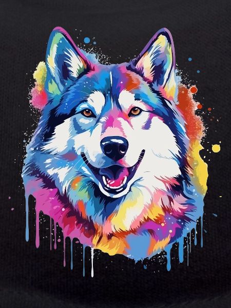 Bunte Splash Art-Husky-Hund