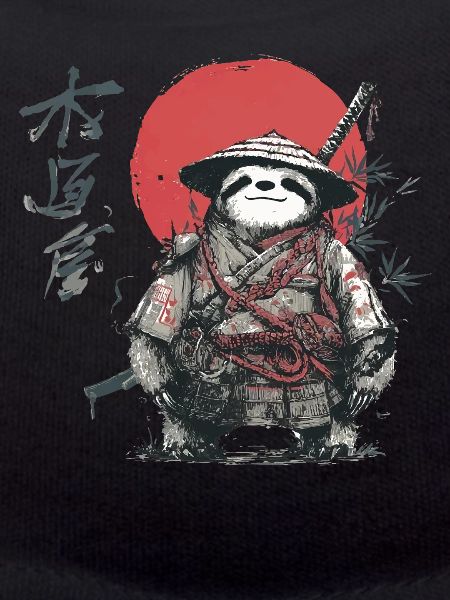 Faultier-Samurai unter roter Sonne