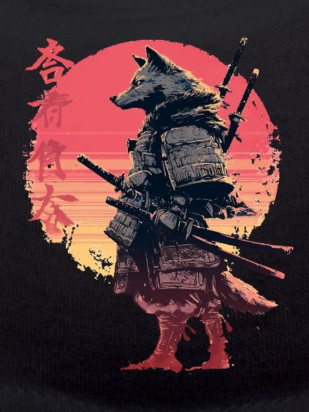 Wolfsamurai bei Sonnenuntergang