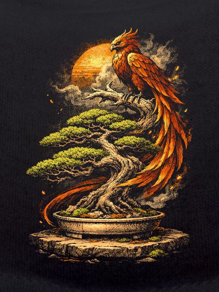 Bonsai tree with phoenix