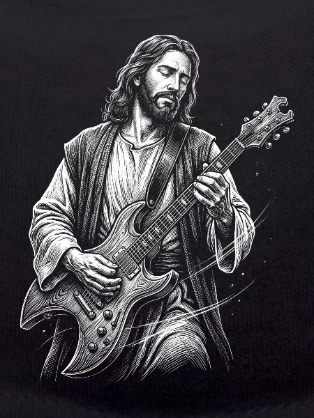 Jesus Christ plays guitar