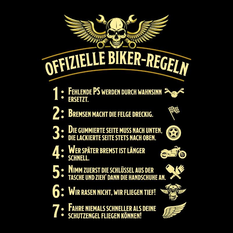 Offizielle Biker Regeln Motorrad Spruch