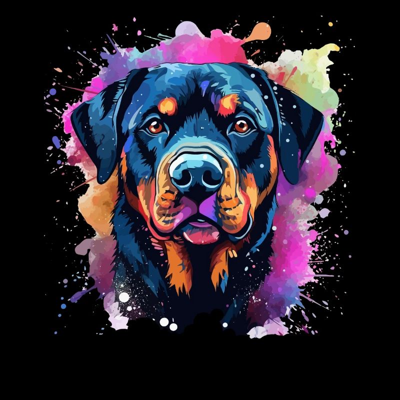 Vibrant Rottie Portrait Splash