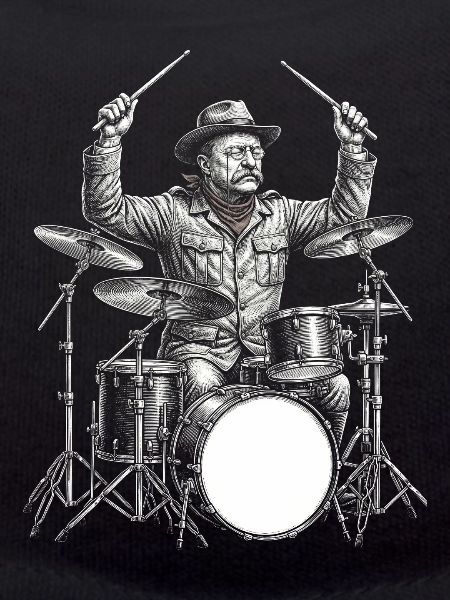 Theodore Roosevelt plays drums