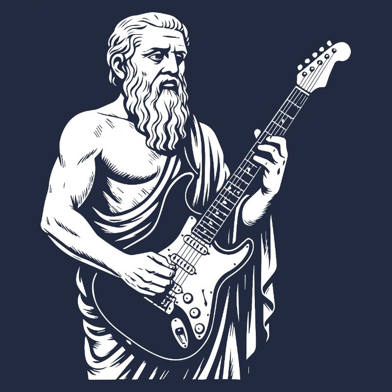 Ancient Philosopher plato plays the guitar