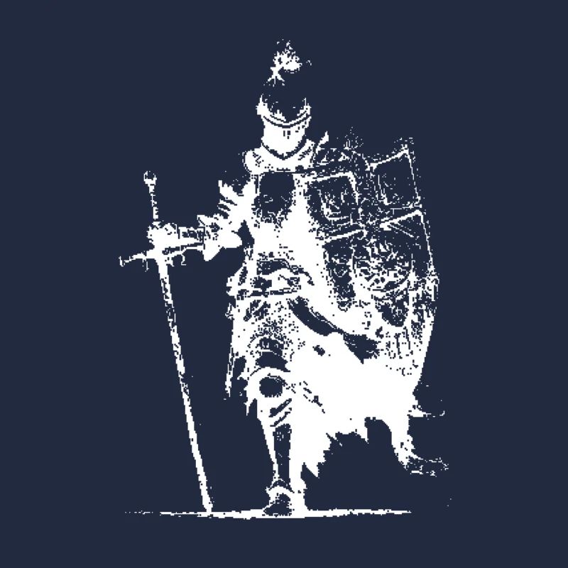 Knight Silhouette with Banner and Sword