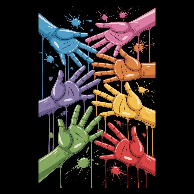 Colorful Hands Paint Splash Art