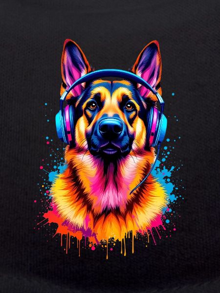 German Shepherd with Headphones