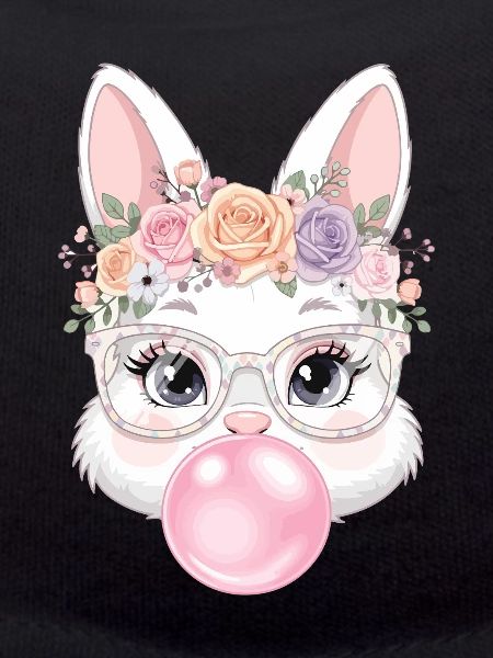 Flower wreath bunny with glasses