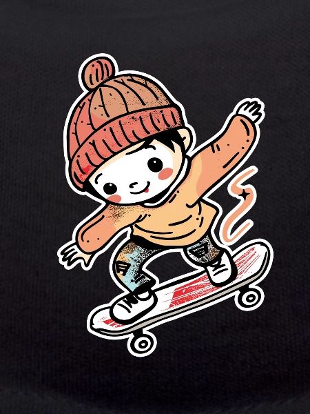 Skateboarding Boy Comic Style