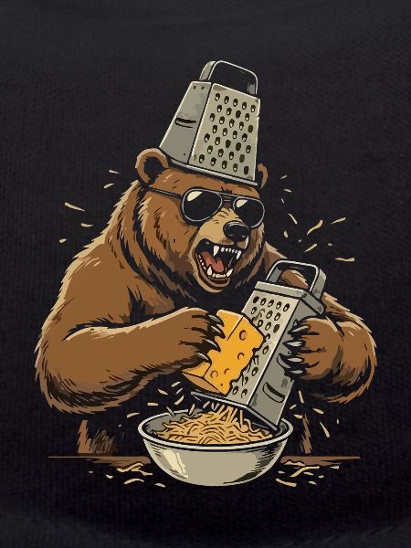 Bear with cheese grater pasta