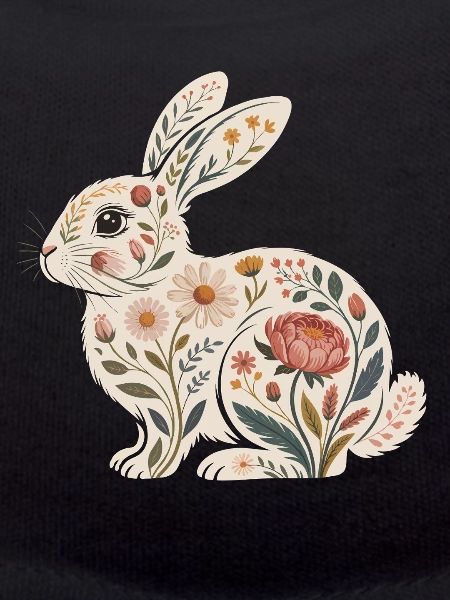 Lapin fleuri avec motif végétal
