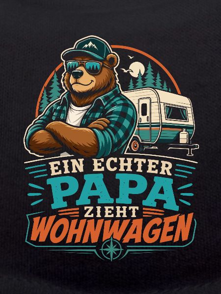 Ein echter Papa zieht Wohnwagen