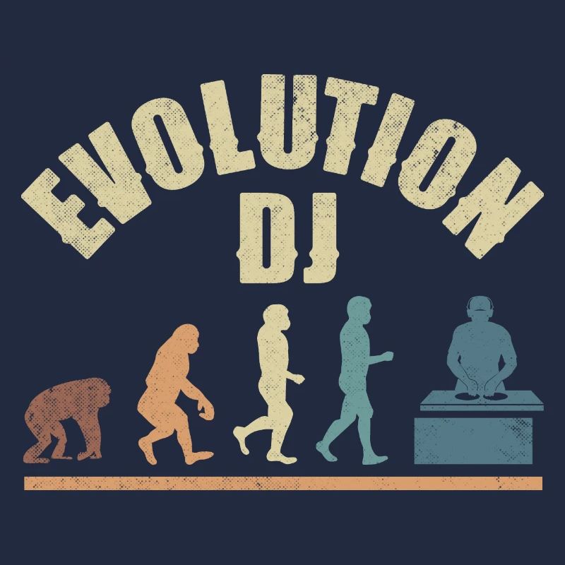 Evolution de l’homme DJ Techno Vinyle Rétro Vintage