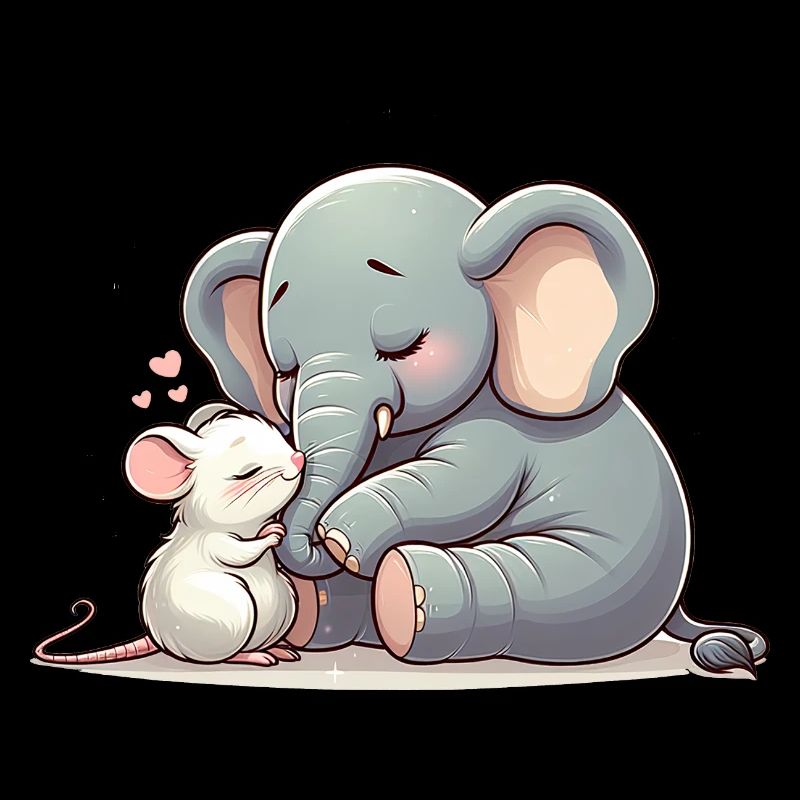 Cuddling Elephant And Mouse In Love