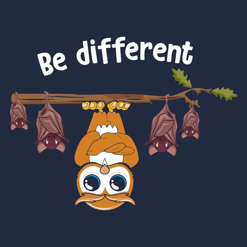 Be Different Sei Anders Eule mit Fledermäusen