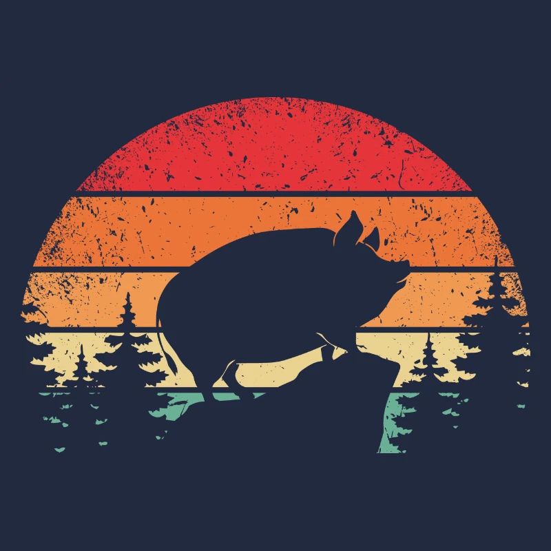 Retro Schwein Hängebauchschwein